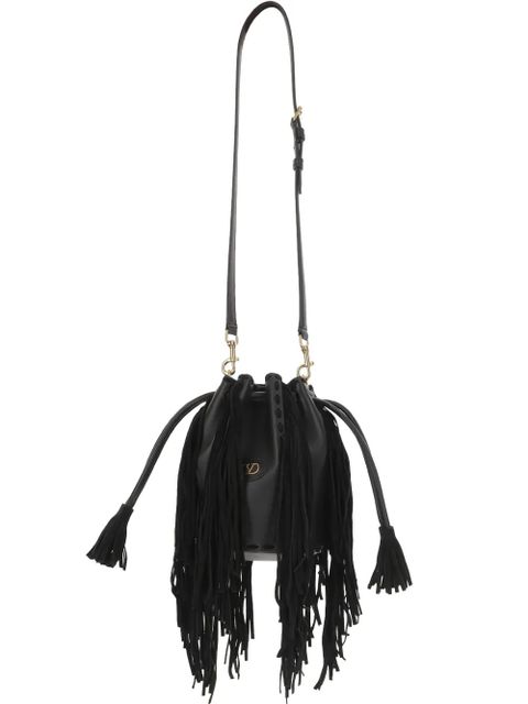 Valentino Garavani fringed leather shoulder bag - Black - zdjęcie produktu nr 1