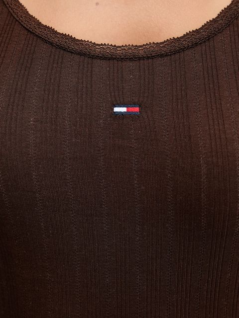 Tommy Jeans t-shirt damski kolor brązowy DW0DW21570