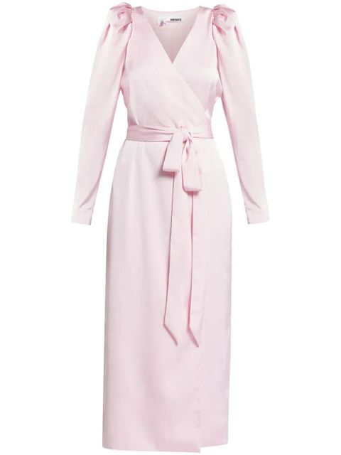 ROTATE BIRGER CHRISTENSEN long-sleeved satin wrap dress - Pink - zdjęcie produktu nr 1