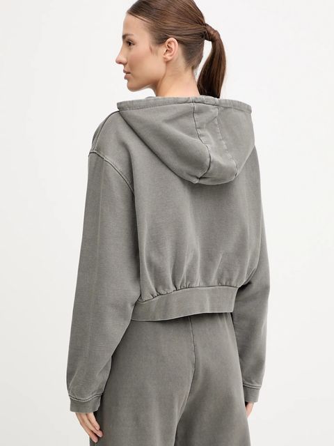 Guess bluza bawełniana MISTY damska kolor szary z kapturem wzorzysta V5RQ16 KCOS1