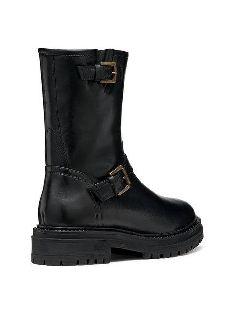 Geox botki skórzane D IRIDEA damskie kolor czarny na płaskim obcasie D56HRD 00043 C9999