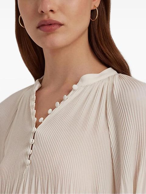 Lauren Ralph Lauren pleated long-sleeve blouse - Neutrals