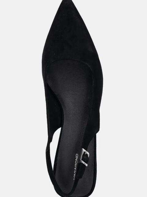 Vagabond Shoemakers czółenka zamszowe MARTA kolor czarny na słupku z odkrytą piętą 5928-140-20