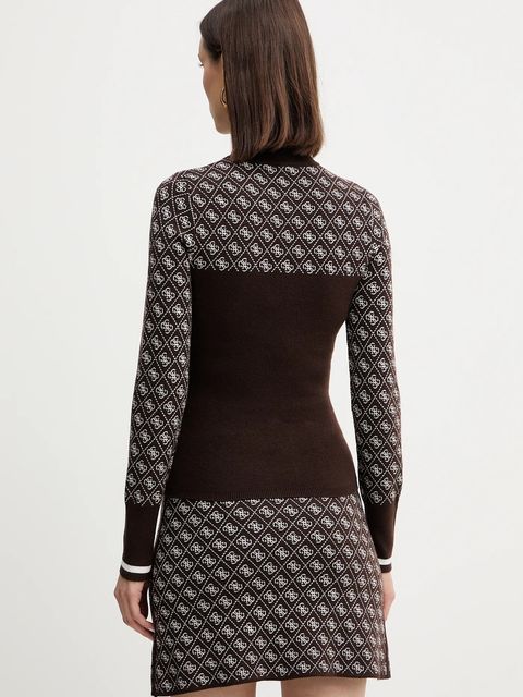 Guess sweter z dodatkiem wełny AUBREY damski kolor brązowy z półgolfem W5BR24 Z3JD2