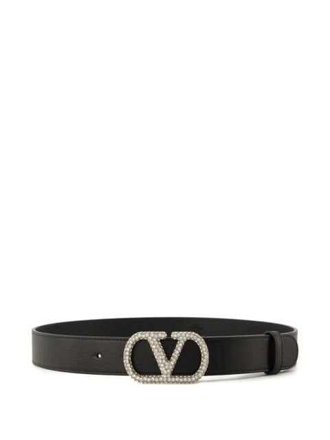 Valentino Garavani VLogo Signature crystal-embellished belt - Black - zdjęcie produktu nr 1