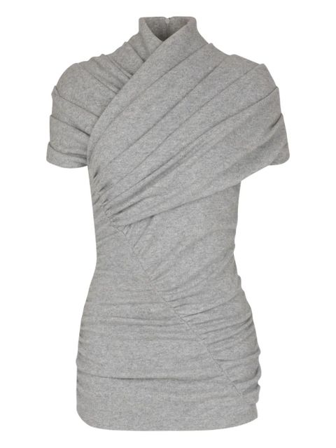 Balmain draped short-sleeve knit top - Grey - zdjęcie produktu nr 1