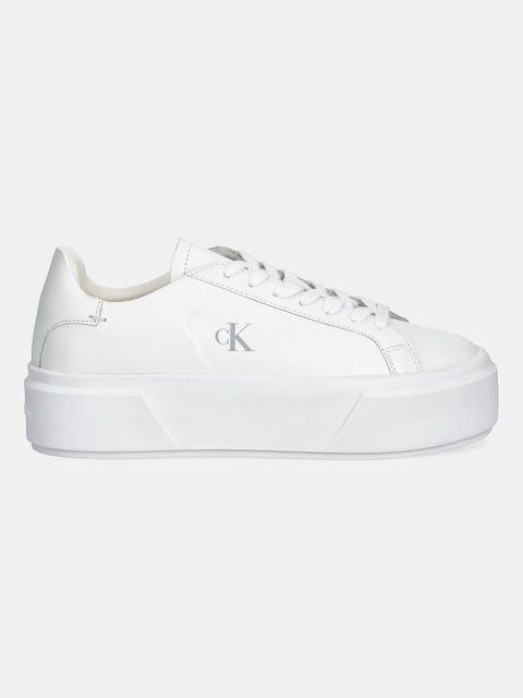 Calvin Klein sneakersy skórzane FLATFORM LACE UP LTH MG damskie kolor biały YW0YW01928