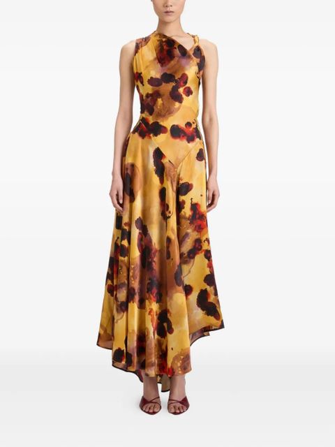 Victoria Beckham draped floral-print asymmetric dress - Yellow - zdjęcie produktu nr 2