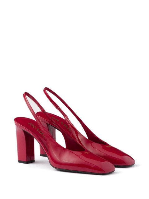 Prada 85mm leather slingback pumps - Red - zdjęcie produktu nr 2