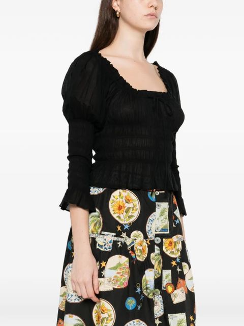 DÔEN scoop neck long sleeve top - Black