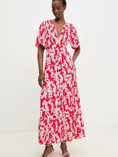 Answear.LAB sukienka kolor różowy maxi rozkloszowana - zdjęcie produktu nr 1