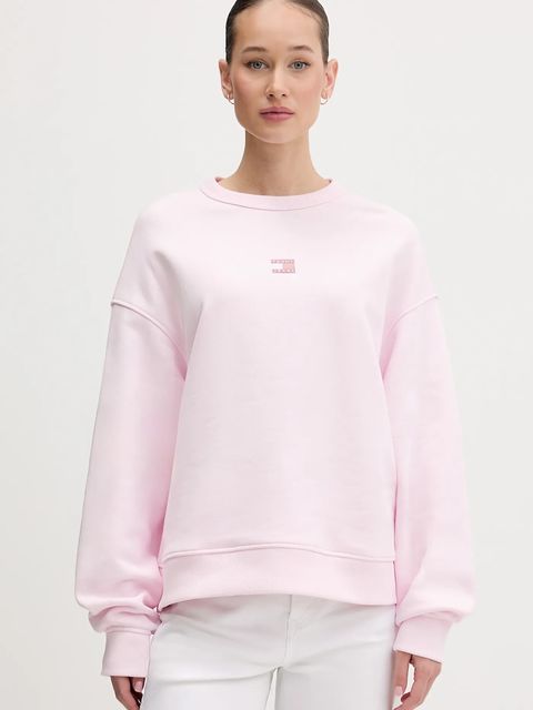 Tommy Jeans bluza bawełniana damska kolor różowy z aplikacją DW0DW17325 - zdjęcie produktu nr 1