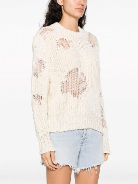 Chloé Generous chunky-knit distressed jumper - White