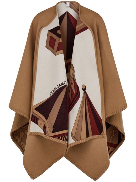 Ferragamo Nadir-print reversible cape - Red - zdjęcie produktu nr 1