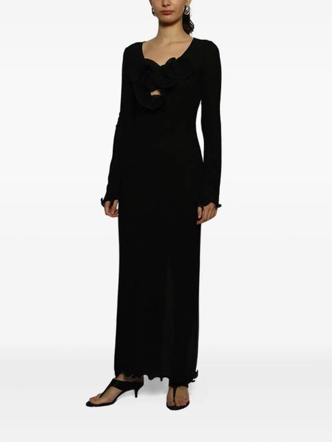 Magda Butrym floral-appliqué long-sleeve dress - Black - zdjęcie produktu nr 2