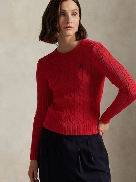 Polo Ralph Lauren sweter bawełniany damski kolor czerwony 211971869 - zdjęcie produktu nr 1