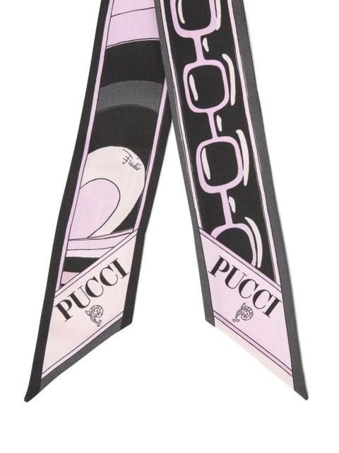 PUCCI Iride Istrice-print silk twill scarf - Black