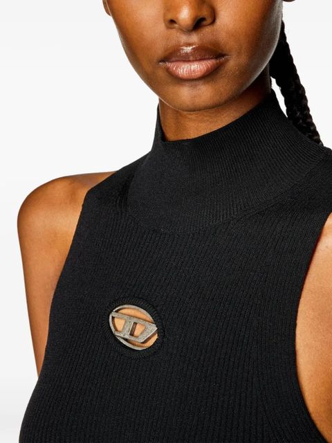 Diesel M-Onervax logo-plaque mock-neck mini dress - Black