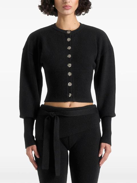 Manière De Voir ribbed button cardigan - Black - zdjęcie produktu nr 1