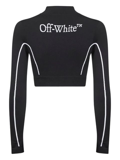 Off-White stripe-detail ribbed cropped sweatshirt - Black - zdjęcie produktu nr 2