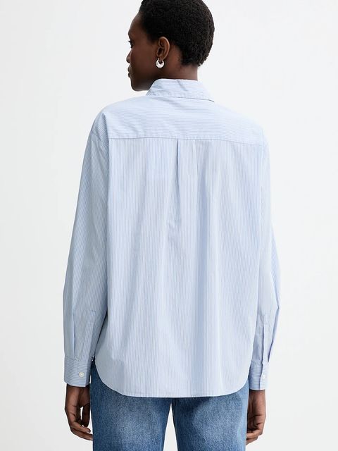 Marc O'Polo koszula bawełniana damska kolor niebieski relaxed z kołnierzykiem klasycznym 5000007256