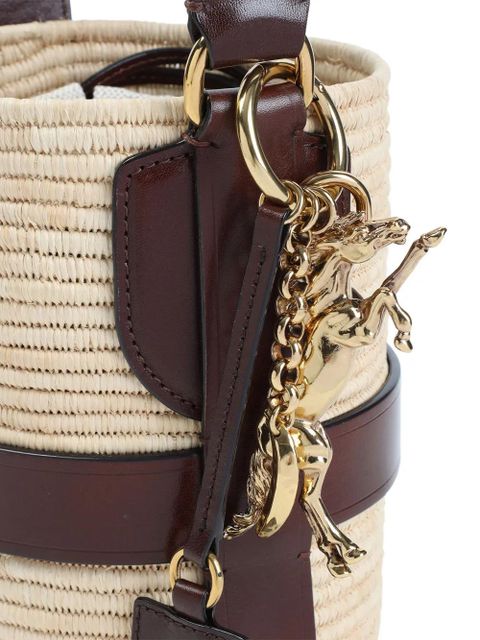 Chloé logo raffia shoulder bag - Neutrals - zdjęcie produktu nr 1