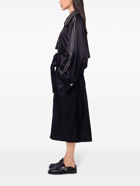 Rabanne eyelet-detail trench coat - Black