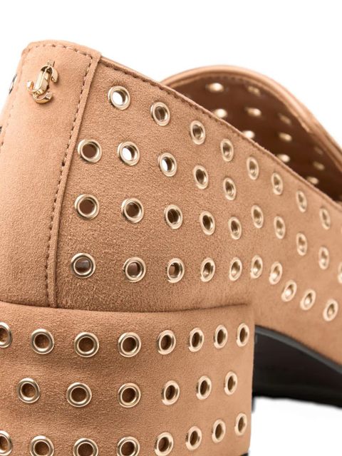 Jimmy Choo Eliot metal-eyelet heeled loafers - Neutrals