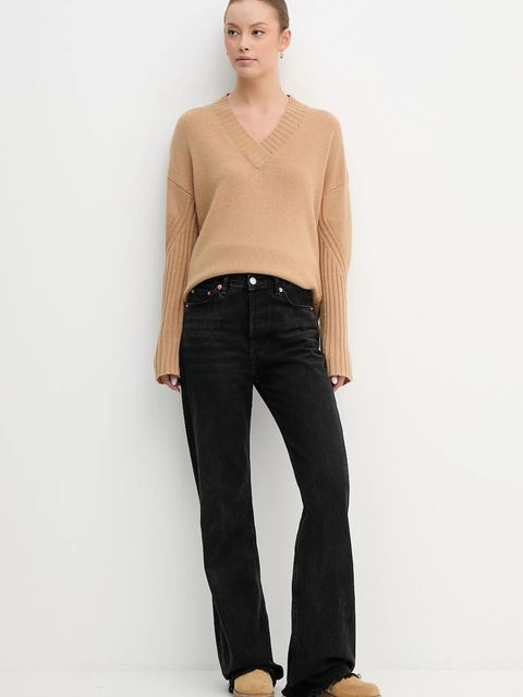 United Colors of Benetton sweter z dodatkiem wełny damski kolor beżowy 1244D403A - zdjęcie produktu nr 2