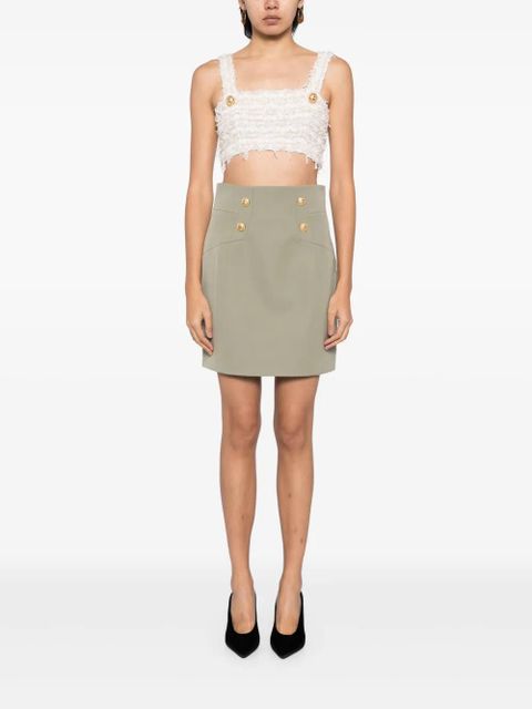 Balmain high-waisted wool miniskirt - Green