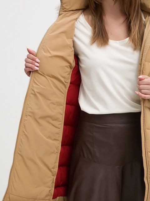 Tommy Hilfiger kurtka puchowa damska kolor beżowy zimowa WW0WW43234