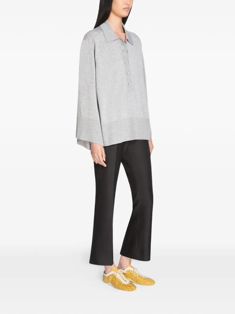 DRIES VAN NOTEN button wide-sleeved polo top - Grey