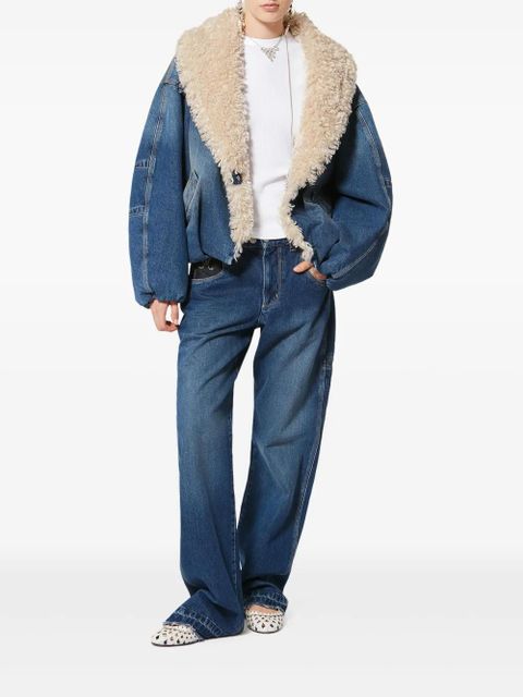 ISABEL MARANT fur collar charone jacket - Blue