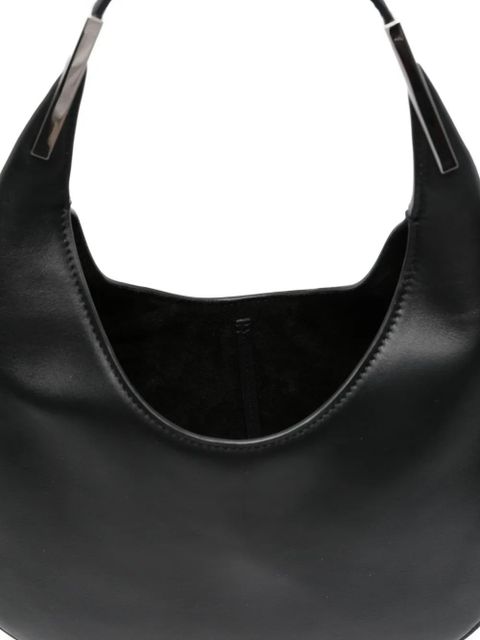 Savette small Florence crescent-shaped leather shoulder bag - Black