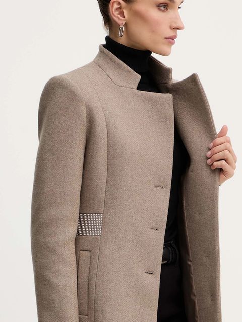 Morgan płaszcz z dodatkiem wełny kolor beżowy GUERTA