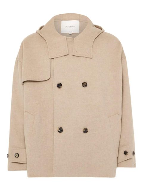JW Anderson hooded double-breasted coat - Neutrals - zdjęcie produktu nr 1