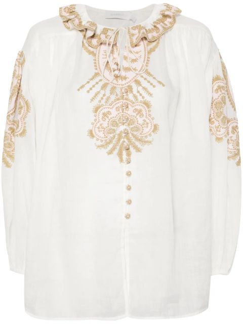 ZIMMERMANN Waverly-embroidered blouse - Neutrals