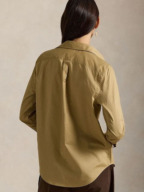 Polo Ralph Lauren koszula bawełniana damska kolor brązowy regular z kołnierzykiem klasycznym 211A92177