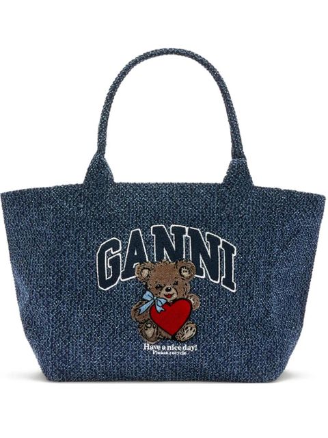 GANNI logo graphic tote bag - Blue - zdjęcie produktu nr 1