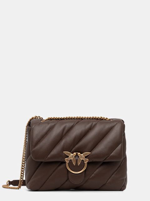 Pinko torebka skórzana kolor brązowy 100037 A0F2 - zdjęcie produktu nr 1