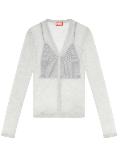 Diesel layered-effect knitted cardigan - Grey - zdjęcie produktu nr 1