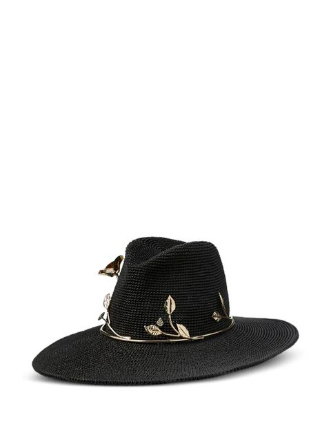 Maison Michel Neva leaf-detailed hat - Black - zdjęcie produktu nr 1