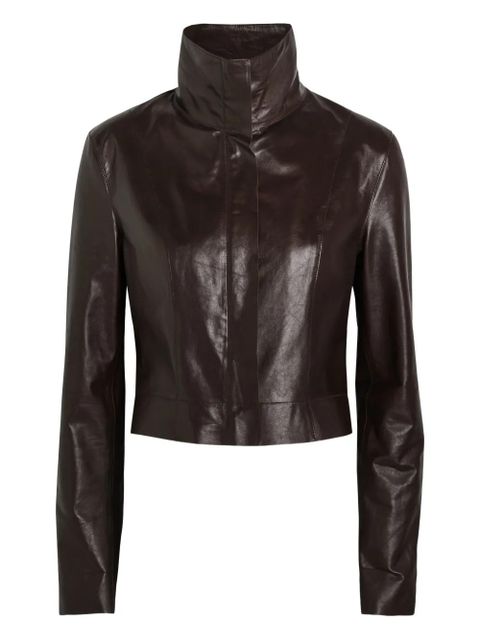 OUR LEGACY funnel-neck leather jacket - Brown - zdjęcie produktu nr 1