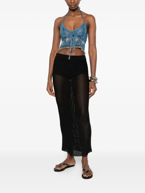 Rabanne halterneck embellished top - Blue