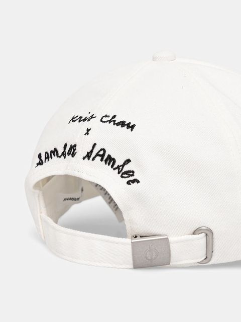 Samsoe Samsoe czapka z daszkiem bawełniana SAHEART kolor biały z aplikacją U25100023