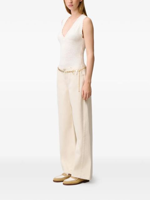 Claudie Pierlot ruffled V-neck top - Neutrals