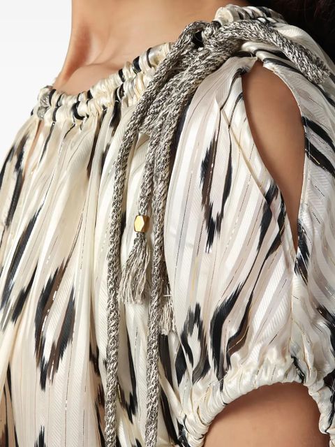 ISABEL MARANT graphic-pattern pleated blouse - Neutrals