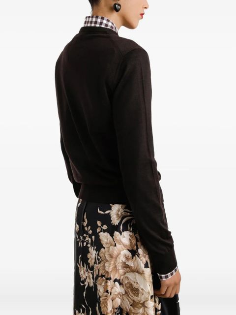 Dolce & Gabbana logo-embroidered cashmere top - Brown