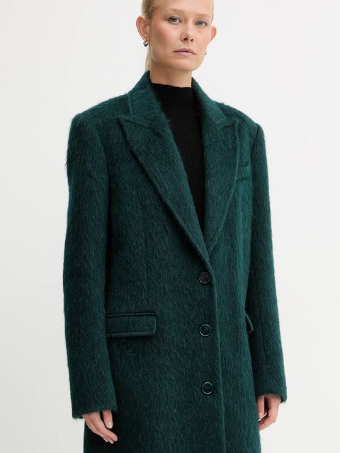 Patrizia Pepe płaszcz z dodatkiem wełny kolor zielony 2O0210 A654