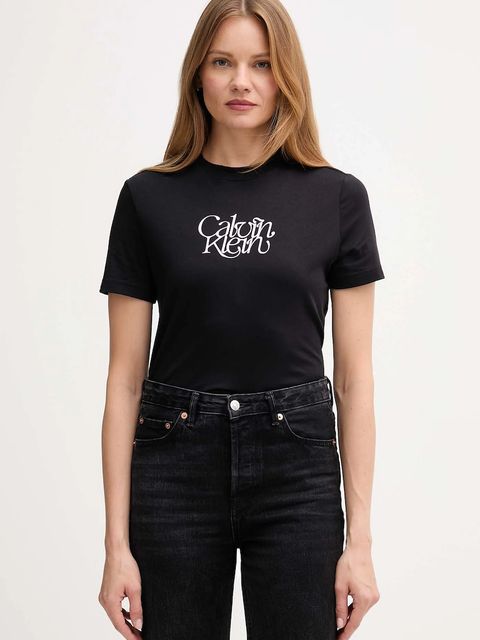 Calvin Klein Jeans t-shirt bawełniany damski kolor czarny LV047D210G